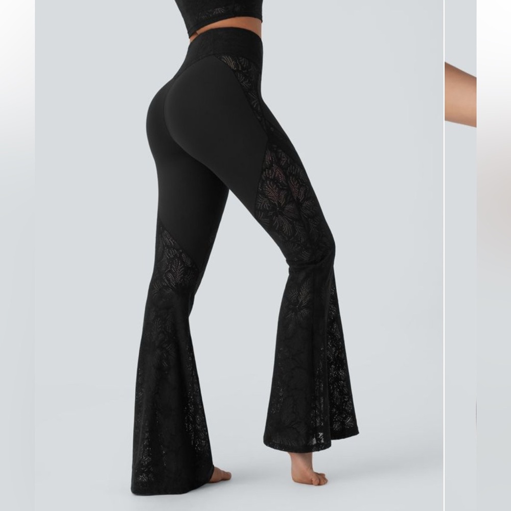 Halara SoftlyZero™ High Waisted Crossover Pocket Lace Flare Leggings Size M NWOT